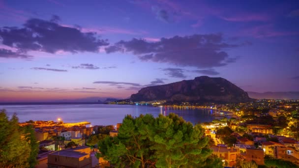 Palermo Sicily Italy Mondello Borough Dawn — Vídeo de Stock