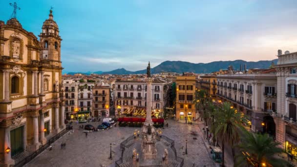 Palermo Italy Overlooking Piazza San Domenico Dusk — Video