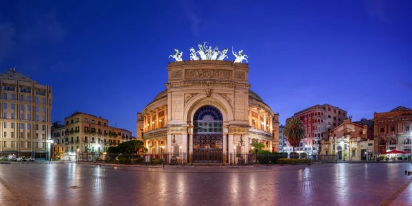 Palermo Sicily Italy Teatro Politeama Square Twilight — Stock Photo, Image