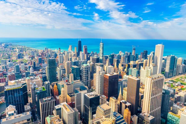 Чикаго Штат Іллінойс Сша Повітря Центрі Міста Озера Мічиган Другій — стокове фото