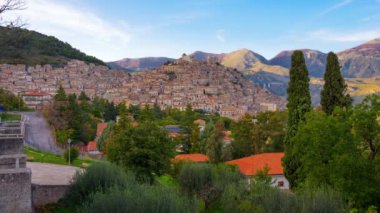 Morano Calabro, Italy hilltop town in the province of Cosenza in the Calabria region at dusk.