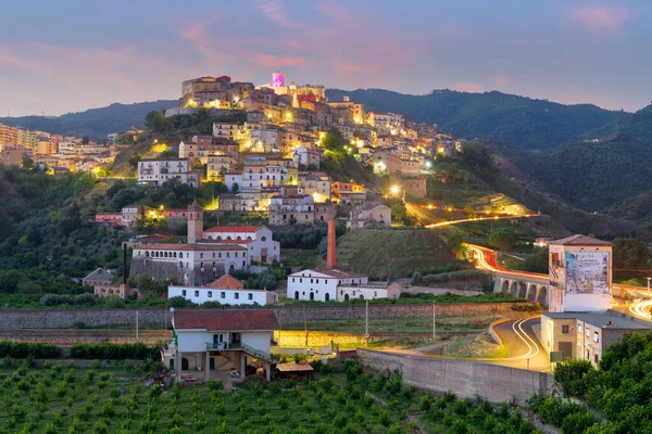 Corigliano Calabro Italy Hilltop Townscape Twilight — Stockfoto