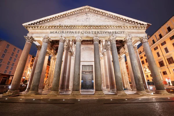 stock image Rome, Italy with the Pantheon and Piazza Della Rotonda at night.