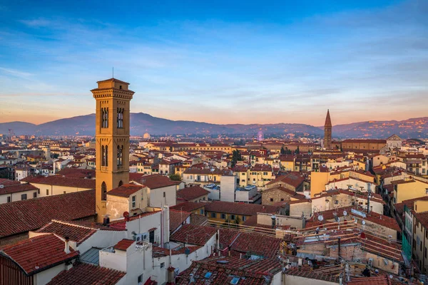 Florence Italy Historic Cityscape Church Bell Towers Dusk — Fotografia de Stock