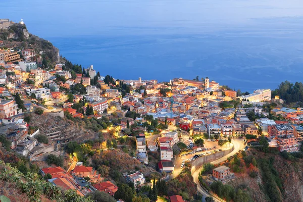 Taormina Sizilien Italien Historische Stadt Der Dämmerung — Stockfoto