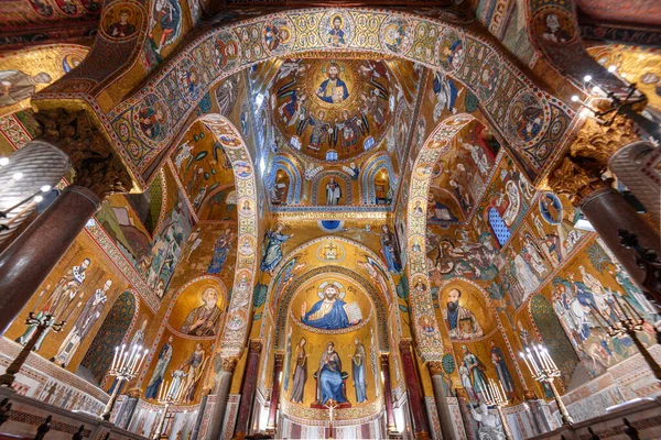 Palermo Italy November 2022 Cappella Palatina Mosaics Chapel Dates 12Th — Stock Photo, Image