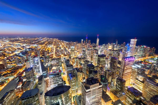 Chicago Illinois Usa Letecká Obloha Směrem Jezeru Michigan Těsně Západu — Stock fotografie