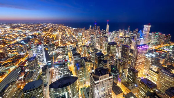 Chicago Illinois Usa Letecká Obloha Směrem Jezeru Michigan Těsně Západu — Stock fotografie