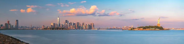 New York New York Usa Skyline Från Hamnen Med Ellis — Stockfoto