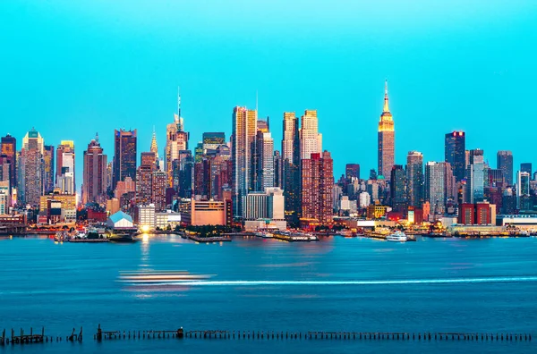 Nowy Jork Nowy Jork Usa Panorama Śródmieścia Zmierzchu Rzeki Hudson — Zdjęcie stockowe