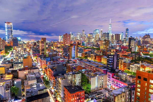New York New York Usa Pohled Panorama Dolního Manhattanu Soumraku — Stock fotografie