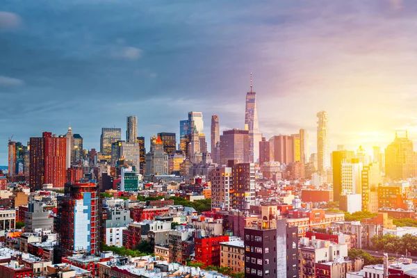 New York New York Usa Lower Manhattan City Skyline Rooftop — Stock Photo, Image