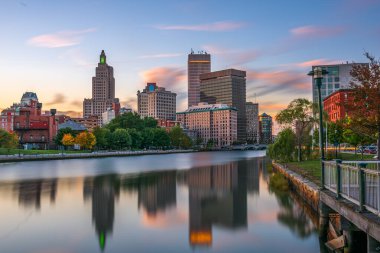 Providence, Rhode Island, ABD şehir cityscape Providence nehrin yukarıdan izlendi.