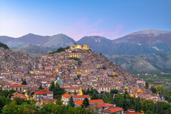 Morano Calabro Italy Hilltop Town Province Cosenza Calabria Region Dusk — Stockfoto