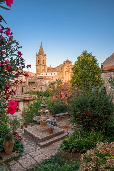 stock image Novara di Sicilia, Sicily, Italy with Duomo di Novara di Sicilia at dawn.