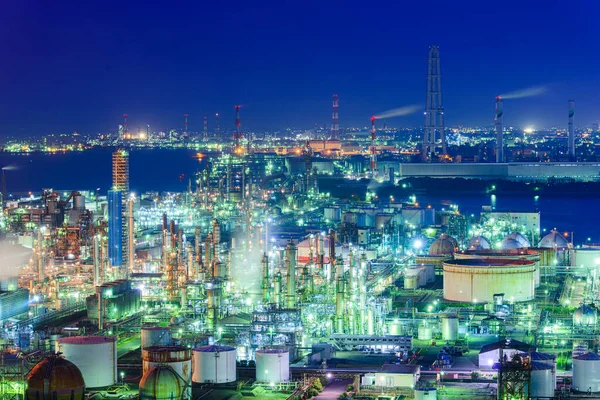 Gyárak Yokkaichi Japán Alkonyatkor — Stock Fotó