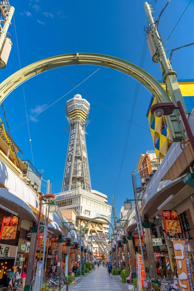 Osaka Japón Mayo 2014 Barrio Shinsekai Con Torre Tsutenkaku — Foto de Stock