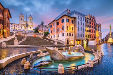 Spanish Steps in Rome, Italy in the early morning.