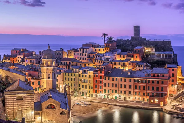 Vernazza Spezia Liguria Italy Cinque Terre Region Dusk — стокове фото