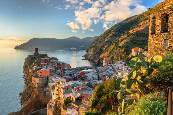 Vernazza Spezia Liguria Italy Cinque Terre Region Dusk — стокове фото