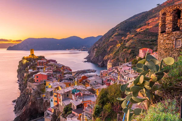 Vernazza Spezia Ligúria Itália Região Cinque Terre Entardecer — Fotografia de Stock