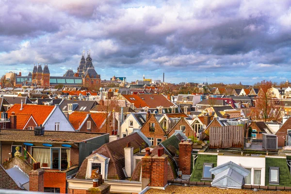 Amsterdam Hollanda Şehir Manzarası Pijp Den Alacakaranlıkta — Stok fotoğraf