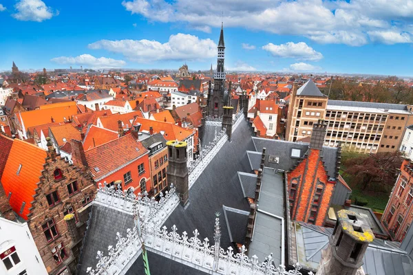 Bruges Belgium Rooftop Skyline — Stock Photo, Image