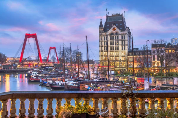 Rotterdam Países Baixos Partir Oude Haven Old Port Twilight — Fotografia de Stock