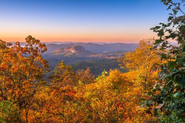 Pisgah Ulusal Ormanı, Kuzey Carolina, ABD Sonbahar sezonu boyunca Looking Glass Rock 'ta.