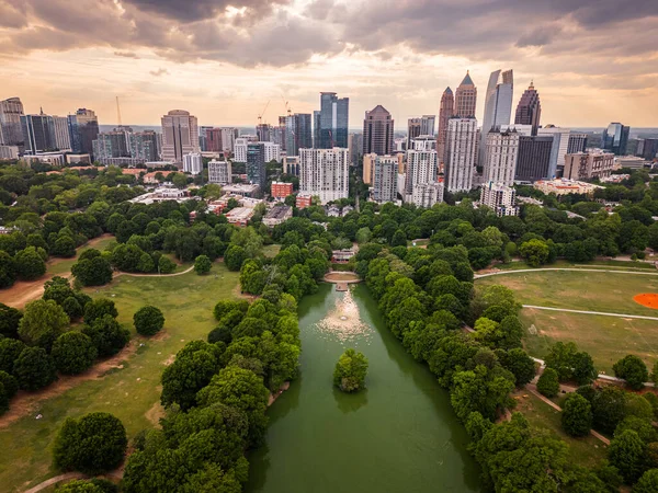 Atlanta Geórgia Eua Com Vista Para Piedmont Park Entardecer — Fotografia de Stock