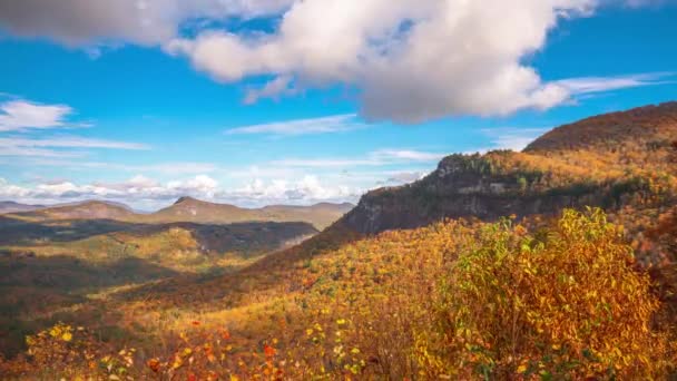 Whiteside Mountain Herfst Bij Dageraad North Carolina Verenigde Staten — Stockvideo