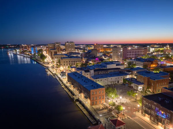 Wilmington North Carolina Usa Luftbild Über Dem Cape Fear River — Stockfoto