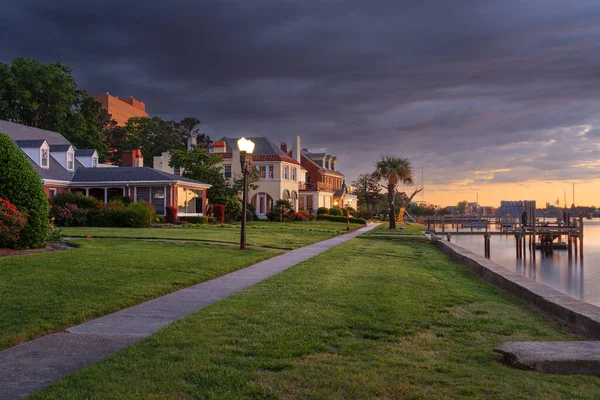 Portsmouth Wirginia Usa Świcie Nad Rzeką Elizabeth — Zdjęcie stockowe