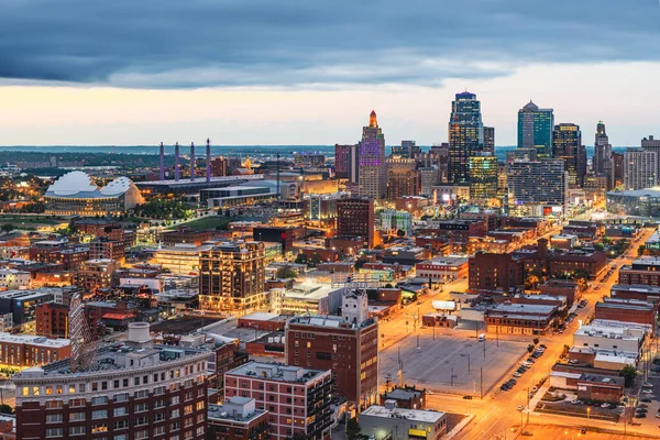 Kansas City Missouri Usa Downtown Stadsbilden Twilight — Stockfoto