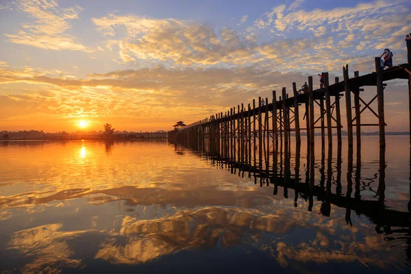 Bein Híd Mandalay Mianmar Hajnalban — Stock Fotó