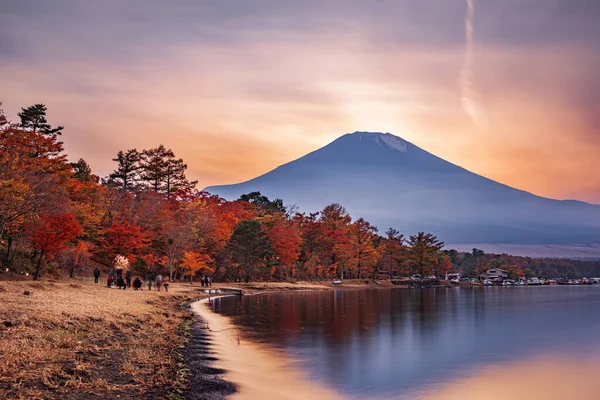Fuji Japonsko Jezera Yamanaka Podzim Soumraku — Stock fotografie