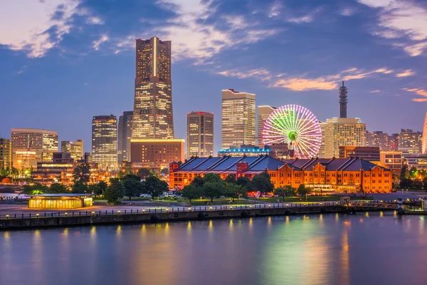 Yokohama Japonia Panoramę Miasta Zatoki Zmierzchu — Zdjęcie stockowe