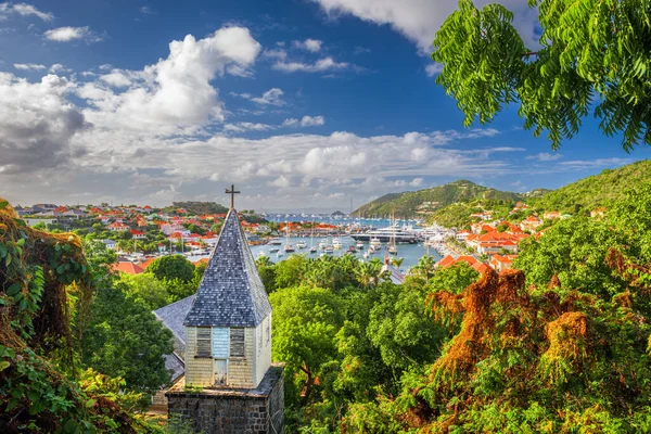Gustavia San Bartolomé Vista Del Caribe Desde Detrás Iglesia Anglicana —  Fotos de Stock
