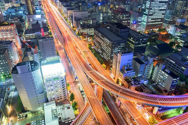 Osaka Japán Városkép Alkonyatkor — Stock Fotó
