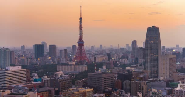 Πύργος Τόκιο Στο Τόκιο Ιαπωνία Σούρουπο — Αρχείο Βίντεο