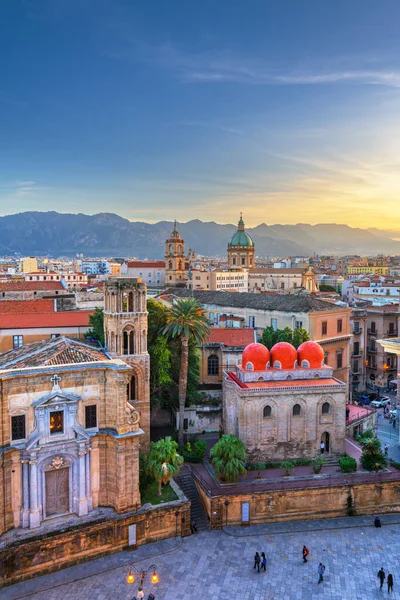 Palermo Italië Uitzicht Skyline Het Dak Met Kerk Van San — Stockfoto