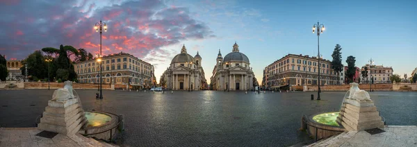Roma Talya Alacakaranlıkta Kiz Piazza Del Popolo Kiliseleri — Stok fotoğraf