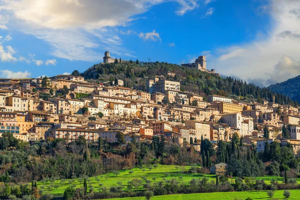 Assisi Italien Stad Skyline Med Basilikan Saint Francis Assisi — Stockfoto