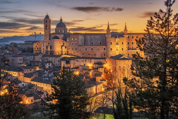 Urbino Itálie Středověké Zděné Město Regionu Marche Úsvitu — Stock fotografie