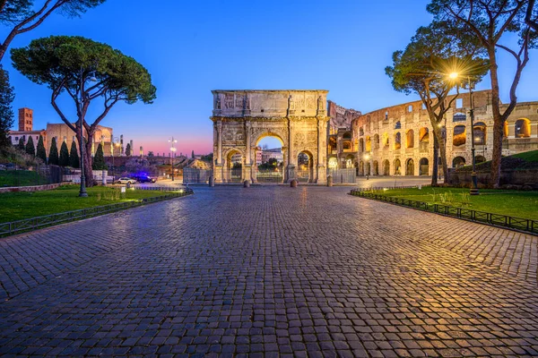 Roma Italia All Arco Costantino Colosseo Crepuscolo — Foto Stock