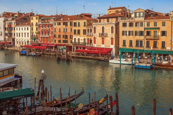 Venice Italy Overlooking Boats Gondolas Grand Canal — Stock Photo, Image