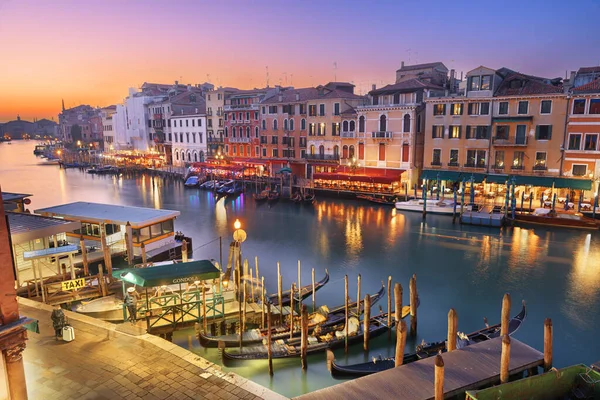Venice Italy Overlooking Boats Gondolas Grand Canal Dusk — Stock Photo, Image