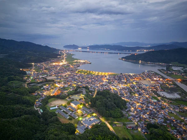 Amanohashidate Kioto Japonia Nad Zatoką Piaskownicą Oddali Nocy — Zdjęcie stockowe