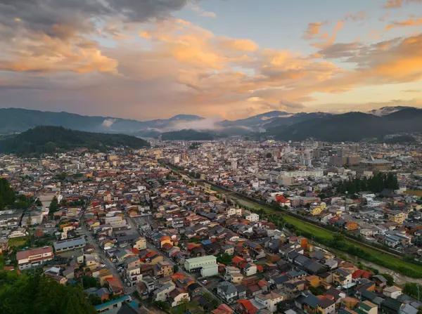 Такаяма Японський Міський Пейзаж Зверху Сутінках — стокове фото