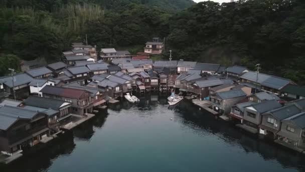 Teluk Ine Kyoto Jepang Rumah Perahu Funaya — Stok Video